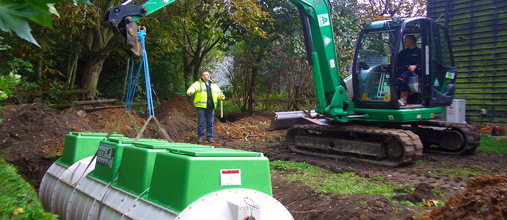 A Tricel sewage treatment plant being installed
