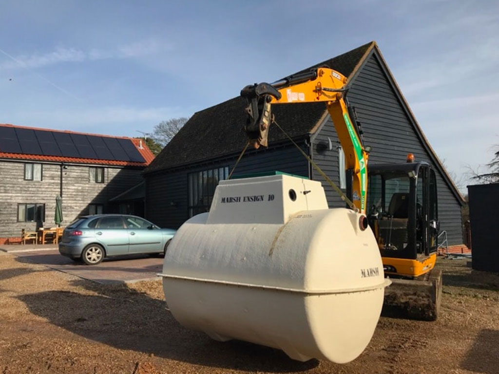 Marsh tank being installed in Essex