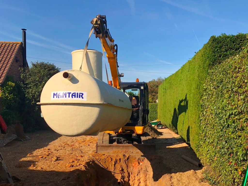 Septic tank being installed in Great Yarmouth