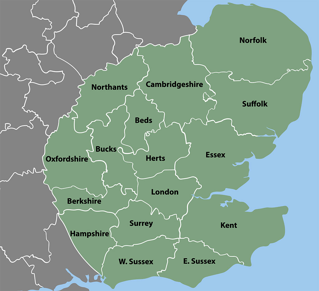 East Anglia map