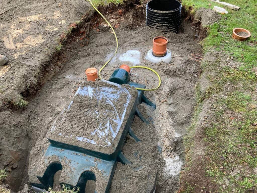 Hydroclear sewage treatment plant in ground